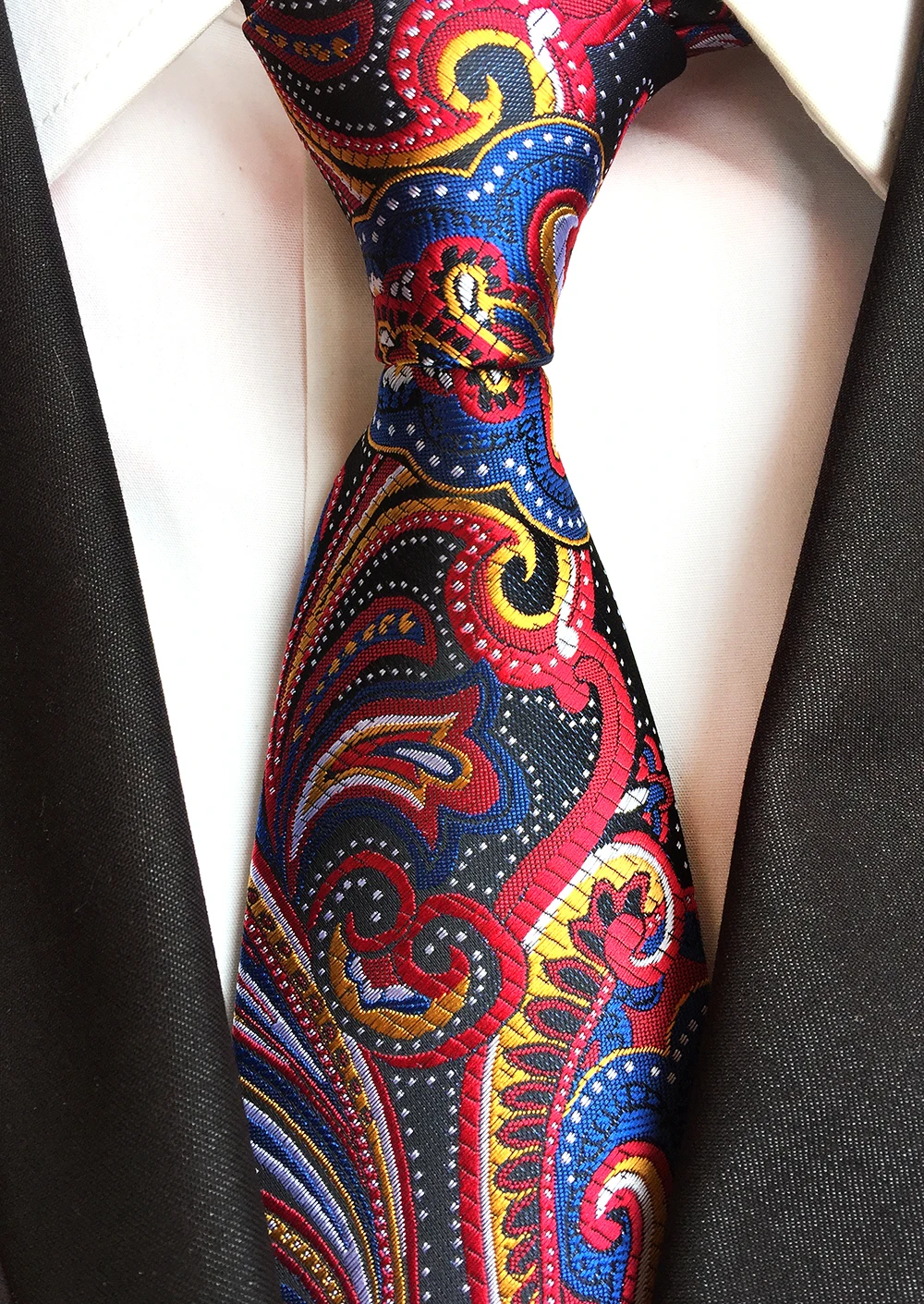 8cm Embroidered Men Woven Tie Designer Colorful Paisley Necktie for Men ...