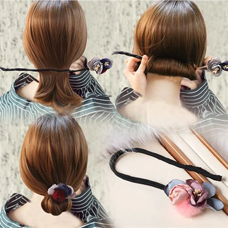 

1PC Fashion Women DIY Hair Styling Headband French Magic Band Hair Dish Flower with Hair Ball Headbands Hair Accessories