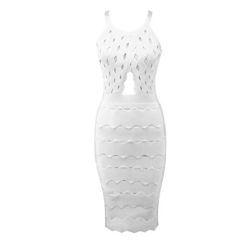 Fasciatura Fuori Scava Donne Di Unico Delle Mini Celebrità Maniche White Bianco Vestito Hl Dalla Estate Senza Cinghia nqCpRPR1