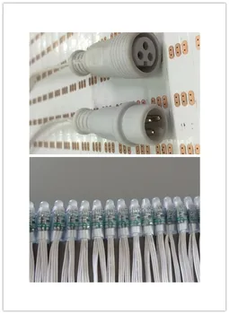 

50pcs/set DC5V addressable 12mm WS2811 led smart pixel node,RGB full color;RGB 20AWG all WHITE wire,IP68;with 13.5mm pigtail