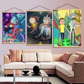 

Hanging Poster Nordic Scroll Cartoon Rick And Morty Home Decoration Simple Canvas Wall Art Printed Modern Painting Living Room