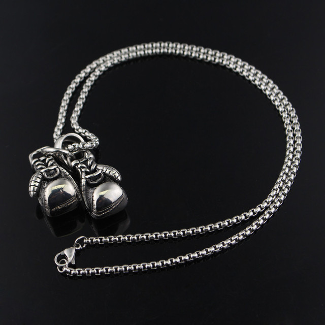 Men Necklace&Pendant Dorming Stainless Chain Pair Boxing Glove Chain Pendants Necklace Sport Fitness Jewelry Gift