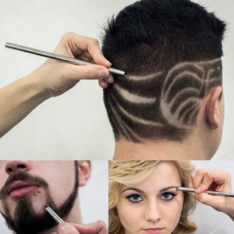 fashion hair carving pen magic oil head notch man hair refined steel razor pen barber razor