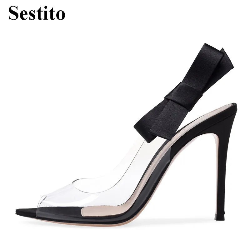 

Newest Mixed Colors PVC Peep Toe Super High Party Women Pumps Spring/Autumn Sexy Thin Heels Basic Slip-on Butterfly-knot Shoes