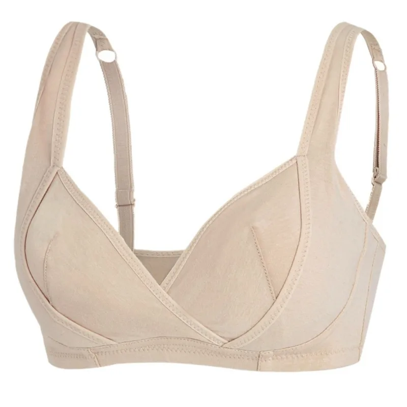 Women Underwear Front Open Cotton Breastfeeding Bras Wire Free Feeding Nursing Brassiere Solid Unlined Bra for Pregnant Women