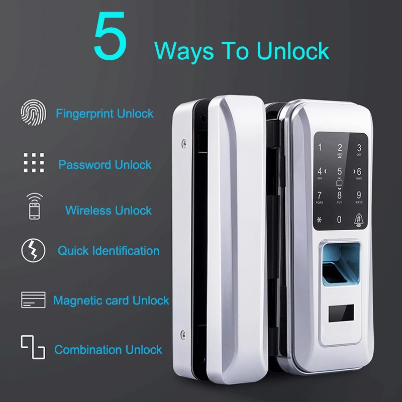 Digital Door Lock Wood Double Glass Doors for Office And Homes Smart Lock Card Keyless With Remote Control Fingerprint Lock