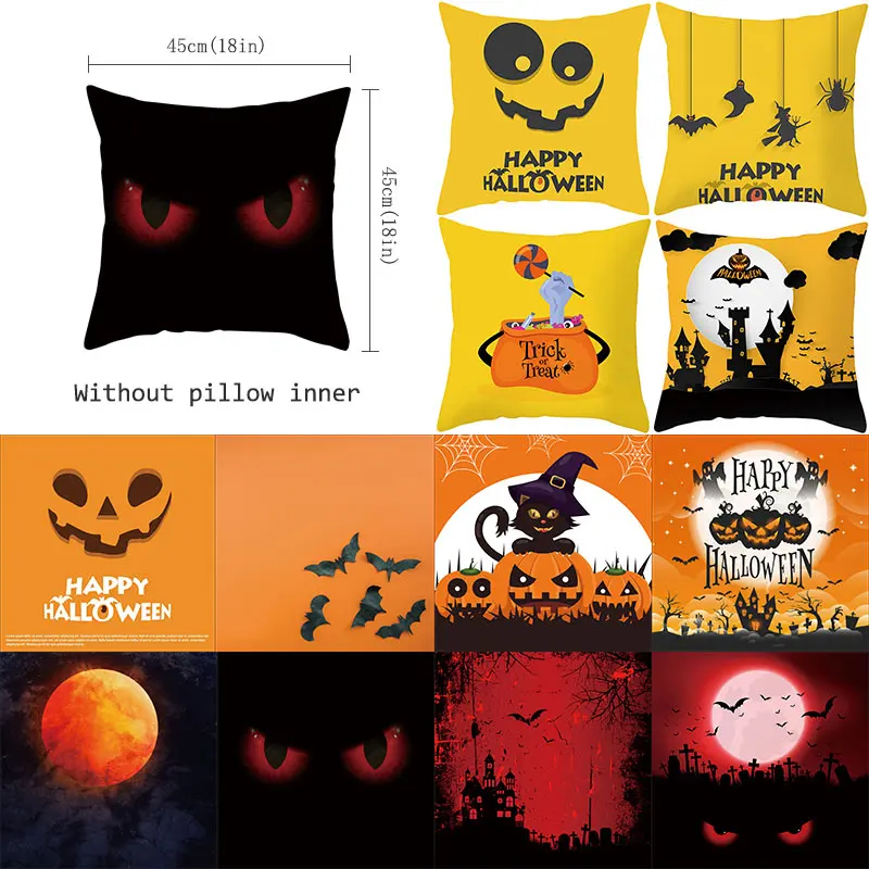 

YWZN Halloween Trick or Treat Throw Pillow Case Halloween Creative Decorative Pillowcase Halloween Demon Printing Pillow Case