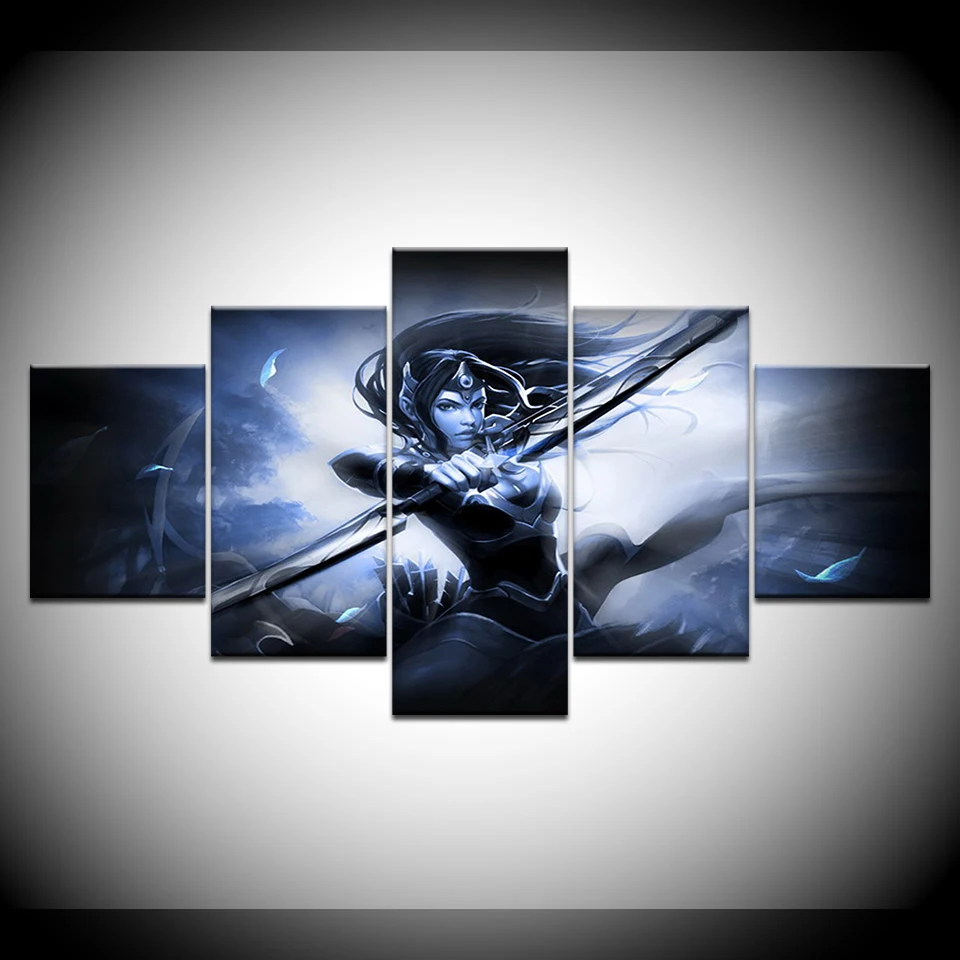  framed Printed Artwork Mirana Dota 5 Piece Picture Painting Wall Art Room Decor Print Poster Pictur