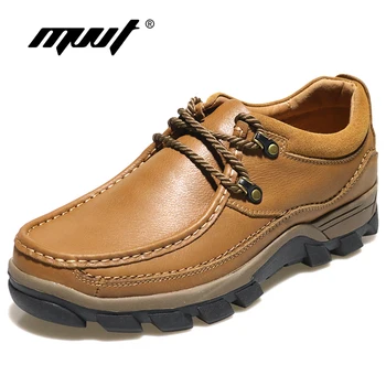 

MVVT Brand Genuine Leather Men Shoes Handmade Top Quality Men Casual Shoes Lace Up Men Flats Casual Business shoes