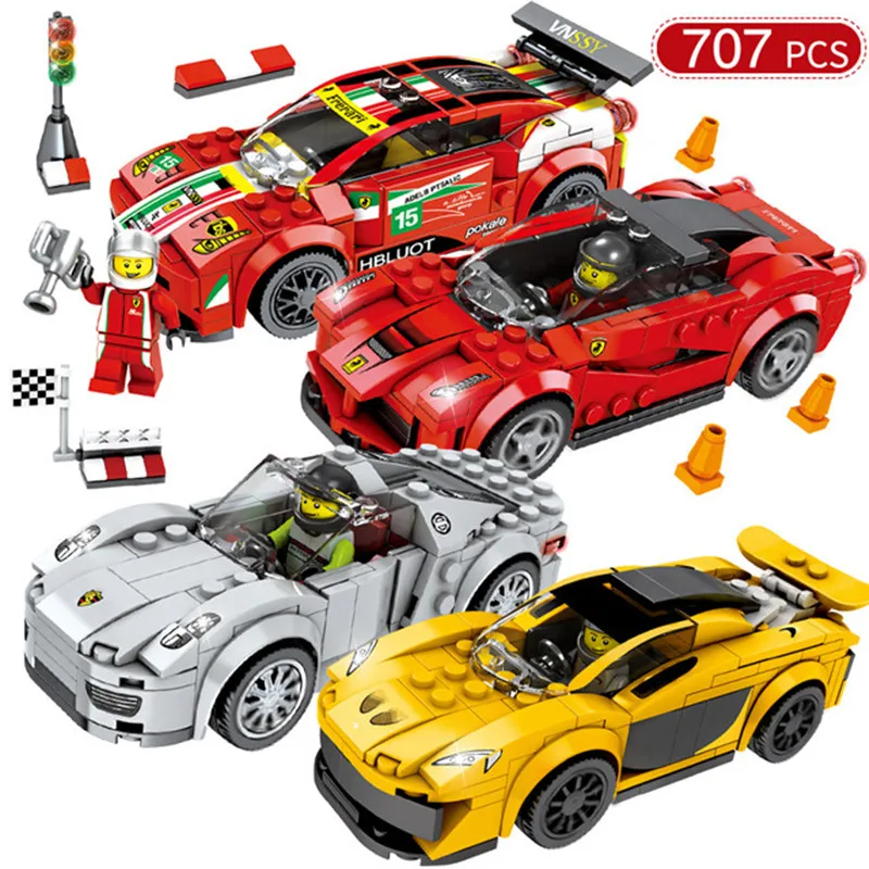 

707pcs Technic Speed Super Racers Cars Champions Building Blocks Compatible Legoings City Blocks Bricks Children Educational Toy