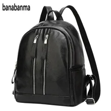 Banabanma Женский Повседневный Рюкзак из искусственной кожи для путешествий с несколькими карманами на молнии, сумка на плечо, школьные сумки-рюкзачки, черный, универсальный, ZK30