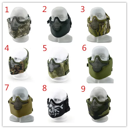 

Tactical Cosplay Wargame Airsoft Skull shock resistance V8 Half Face Mesh Mask CS Mask For shipping