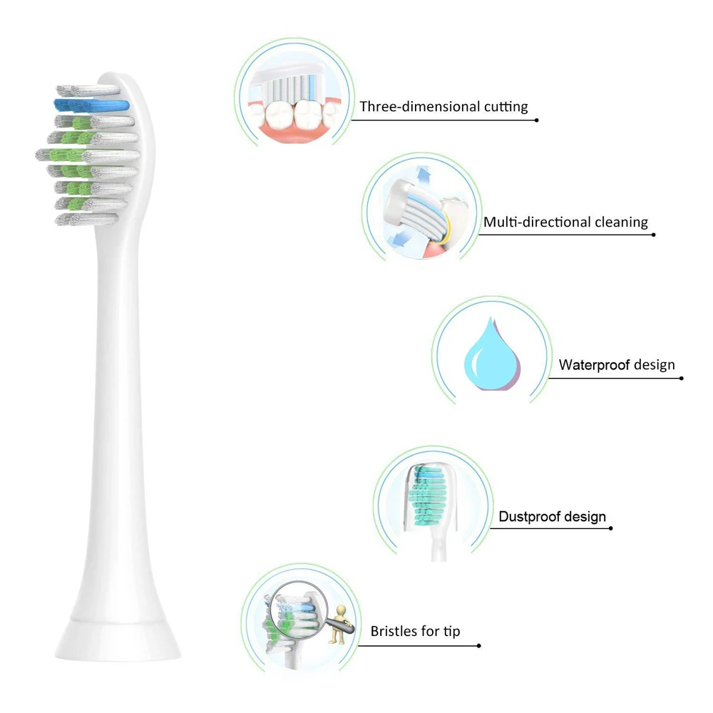 16 шт. сменные головки зубных щеток Soniangia для Philips Sonicare, алмазная электрическая звуковая щетка HX6211/30 зубных щеток