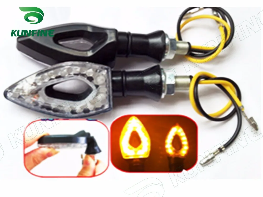 KUNFINE 4PCS Universal Motorcycle LED Turn Signal Indicators light Blinkers Flexible Bendable Amber Light 31 (1)