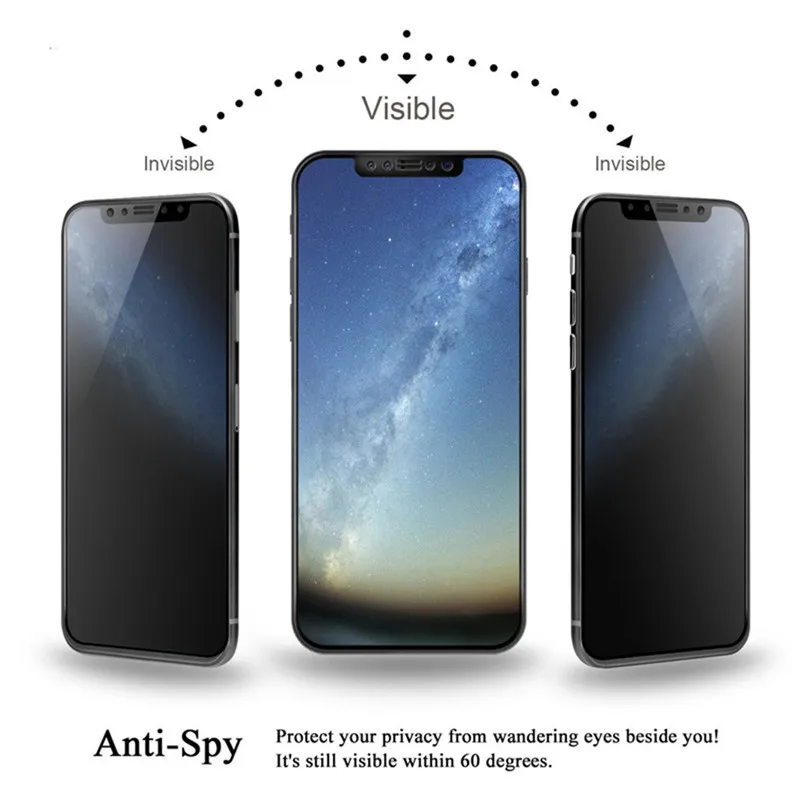 9H 3D изогнутое полное покрытие закаленное стекло анти шпион подзорные блики для iPhone X XS MAX XR 10 6 6S 7 8 Plus защита экрана конфиденциальности