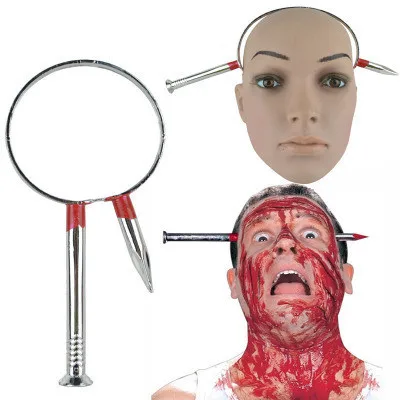 

Halloween make-up dance performance supplies whole people horror props nail piercing through head novelty thriller magic prank