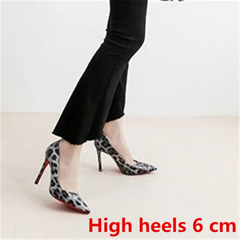 Обувь с леопардовым принтом; женские туфли на шпильке; свадебные туфли-лодочки на высоком каблуке с острым носком; женская обувь; пикантные Туфли на каблуке; sapato feminino - Цвет: High heels 6 cm