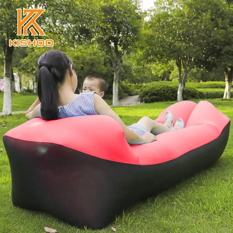 black and red Коврик для кемпинга ленивый мешок шезлонг открытый кемпинг ленивый диван пляжный коврик для пикника надувной диван-кровать Beanbag воздушный диван Lounge стул коврик - Цвет: black and red