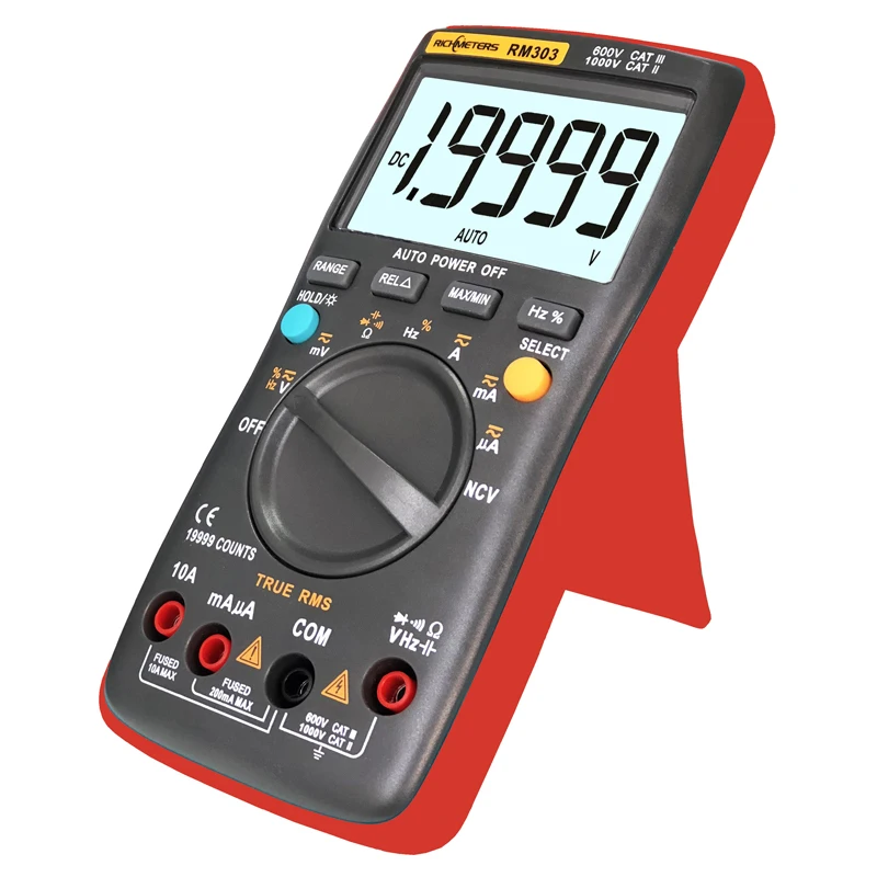 

RM303 True-RMS 19999 Counts Digital Multimeter NCV Frequency 200M Resistance Auto Power off AC DC Voltage Ammeter Current Ohm