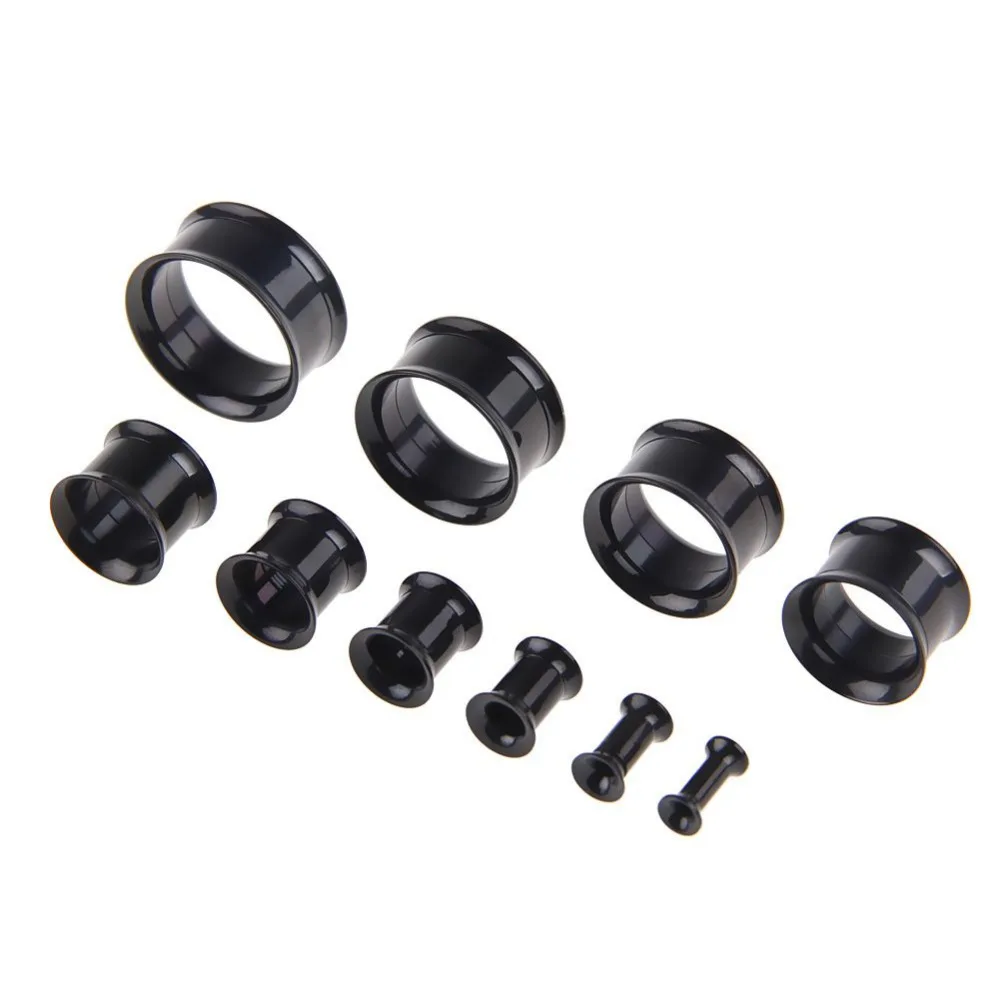 Black Gel Ear Plugs Flesh tunnels,Earring Hollow Expander Ear Gauges Kit,Piercing Jewelry 4MM