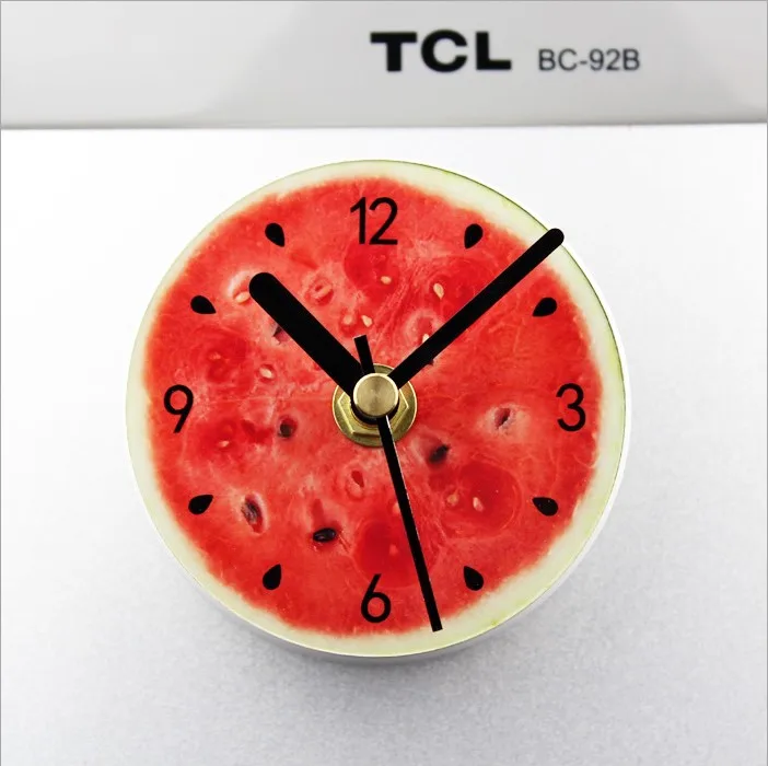 Fruit self adhesive wall clock modern design silent blank fridge