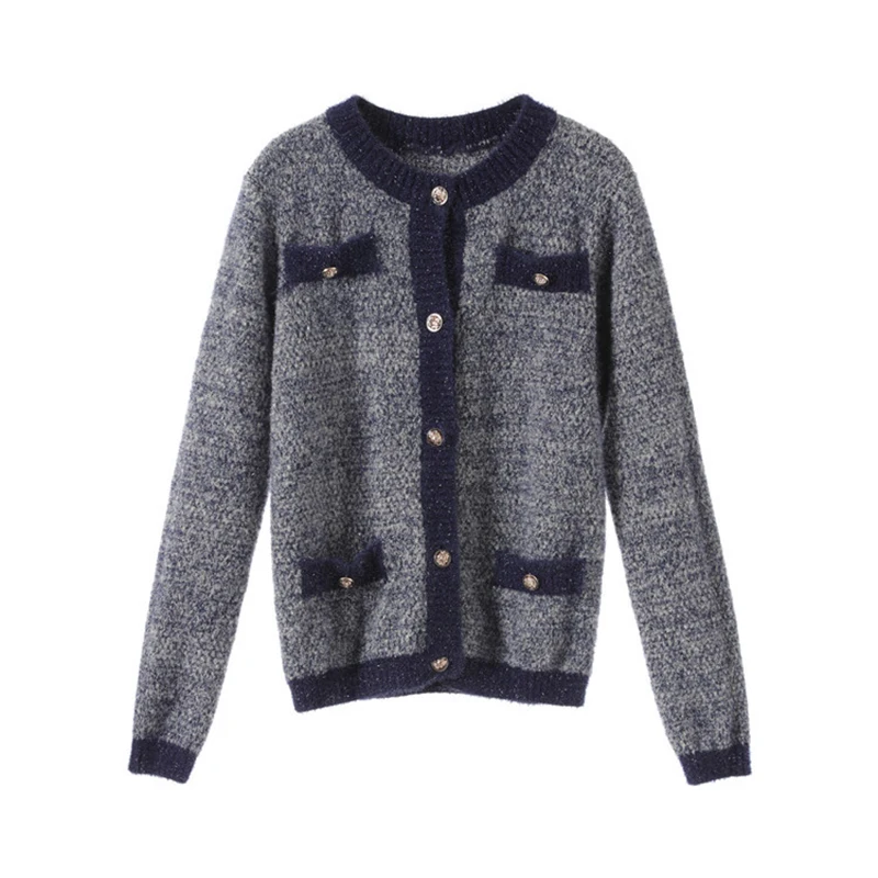 

HIGH QUALITY New Fashion 2019 Winter Runway Designer Sweater Women's Color block Knitting Buttons Cardigan