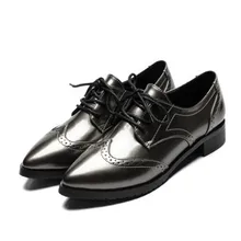 Новое поступление года; Модные женские тонкие кожаные туфли с острым носком на толстом каблуке в консервативном стиле; Винтажная обувь на шнуровке