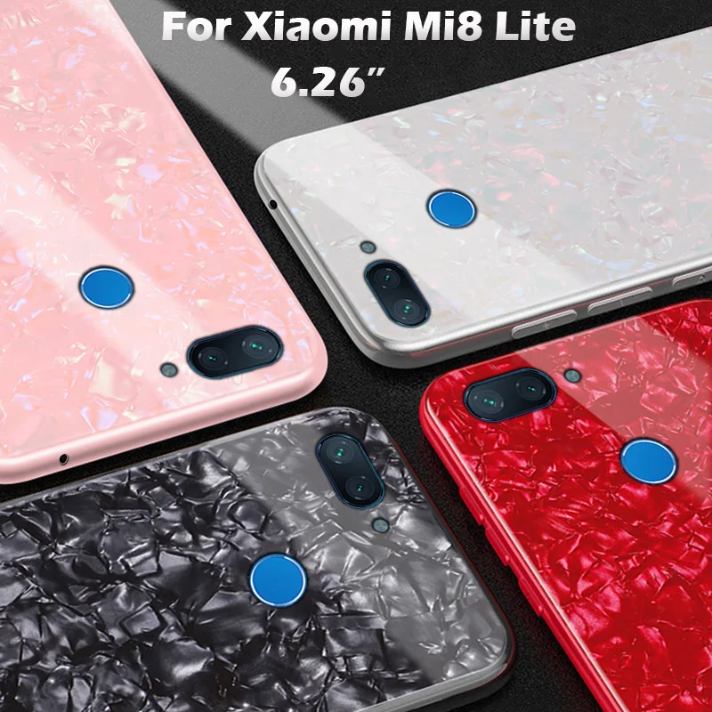 KXM1418_2_JONSNOW Tempered Glass Phone Case For Xiaomi Mi8 Lite Glossy Hard Back Cover Soft Silicone Edge for Mi 8 Lite Cases 6.26 inch