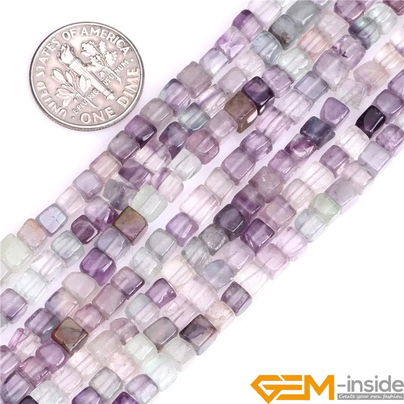 

4mm Cube Natural Stone Beads Selectable: Fluorite Quartzs, Howlite DIY Loose Beads For Jewelry Making Strand 15 Inch Wholesale