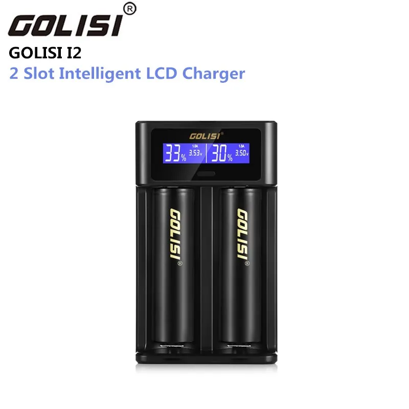 

GOLISI I2 2.0A Mini Smart Battery Charger Quick Charge LCD Display 18650 26650 20700 21700 Rechargeable Charger For Battery
