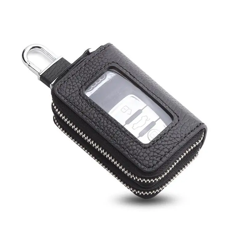 LostSoul ключ кошелек из натуральной кожи Автомобильный ключ чехол держатель многофункциональный органайзер прозрачный кошелек двойная молния ключ посылка - Цвет: Black