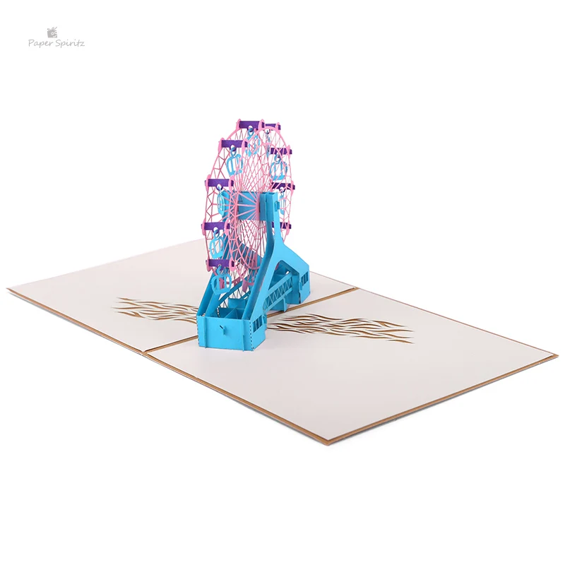  PAPER SPIRITZ ferris wheel laser 3D paper pop up card with blank envelope invitations greeting card - 32896713202