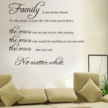 Fast shipping family is not blood warm quote wall stickers home decor vinyl art decals sticker family wedding decoration blood family