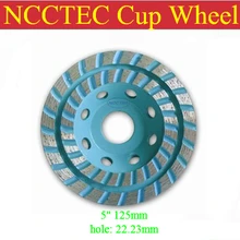 5 ''NCCTEC алмазная шлифовальная чашка колеса | 125 мм диск по бетону | двухрядные головки диска