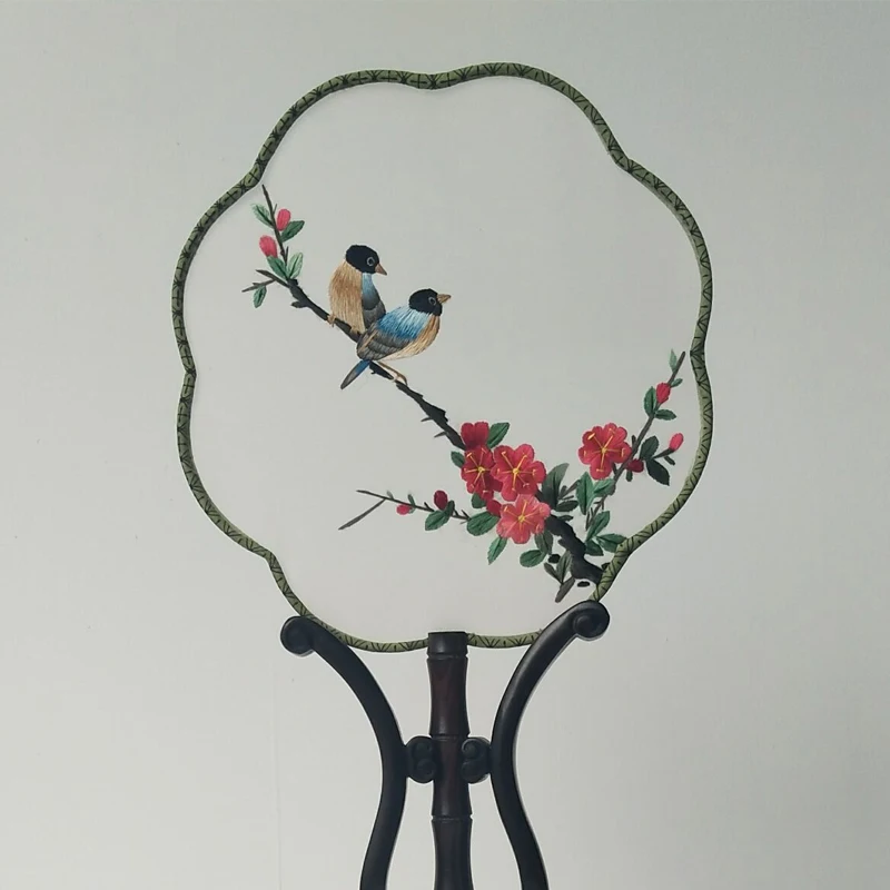 Silk Round Fan Traditional Craft Gift Fan Handmade Double Embroidered