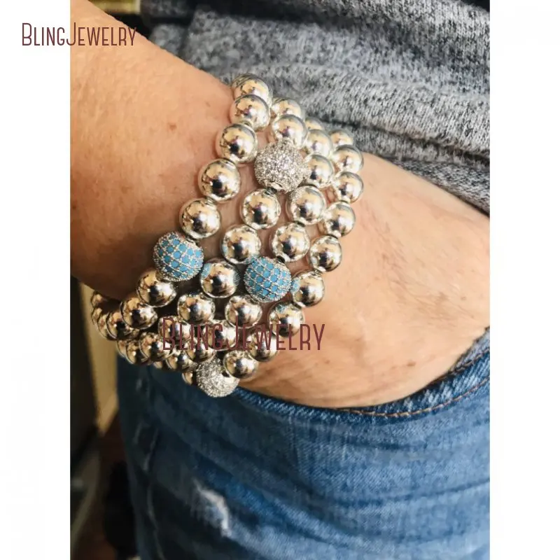 

Simple Statement Bracelet Pave CZ Ball Jewelry Gift Layering BM26724
