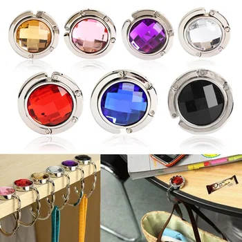 

Hot Selling Foldable Purse Hook Alloy Handbag Tote Hanger Holder with Crystal Rhinestone -B5