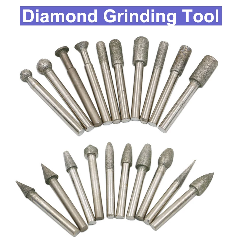 3mm Shank Diamond Grinding Burr Drill Bits Sets 20Pcs For Rotary Tools Hot