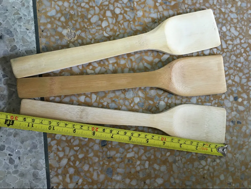 

New 1 pcs 100% Natural Long-Handled bamboo Spade Stir-fry Spatula The Original Color Kitchen Utility Spade Spoon Cooking Tools