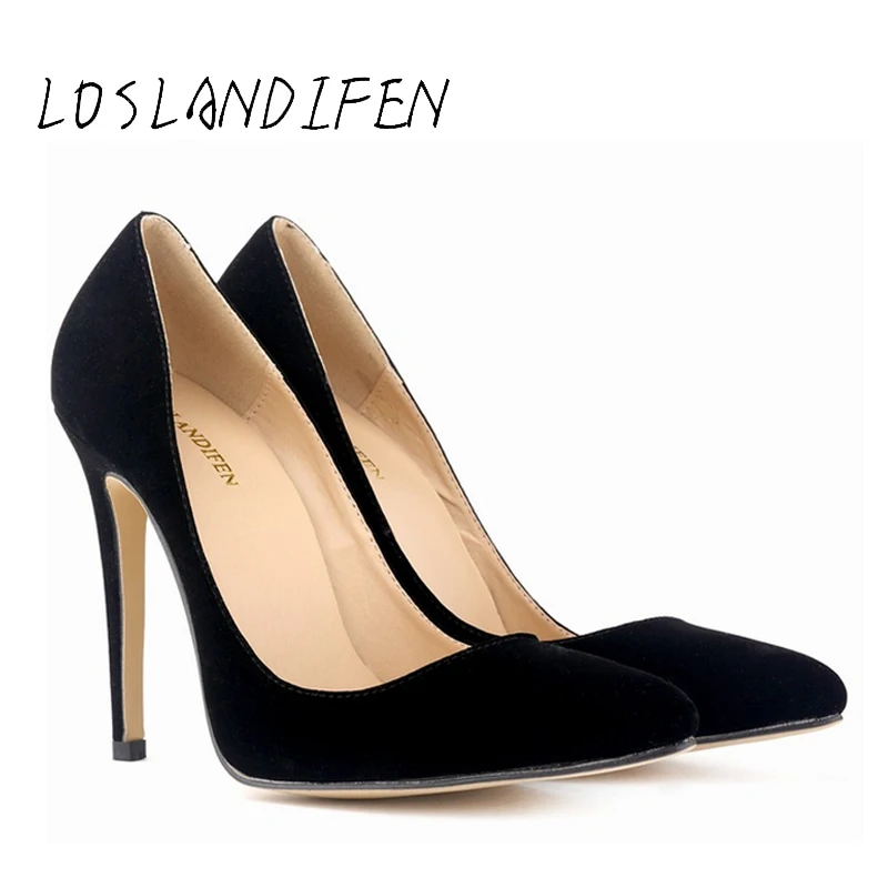 

LOSLANDIFEN Women Pumps shoes woman 2017 Sexy High Heels Pointed Toe Part Shoes Wedding Woman Desk Pumps Red Green Women's Shoe