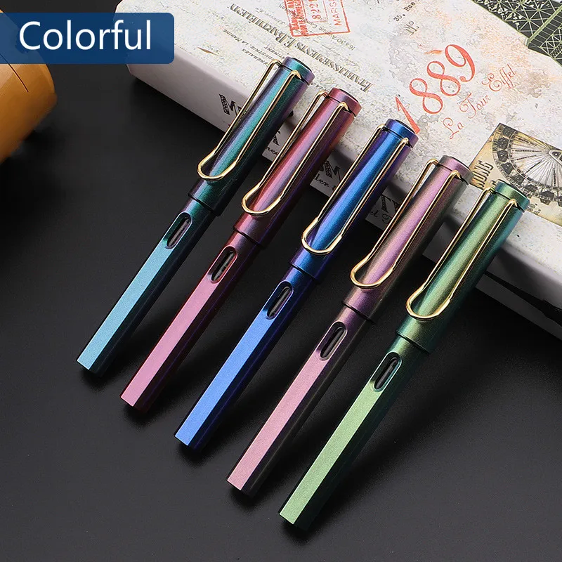 

Colorful Starry Sky Positive Posture Pen Fashion Stainless Steel Fountain Pen Ink Bag Pens School Office Stationery Supplies