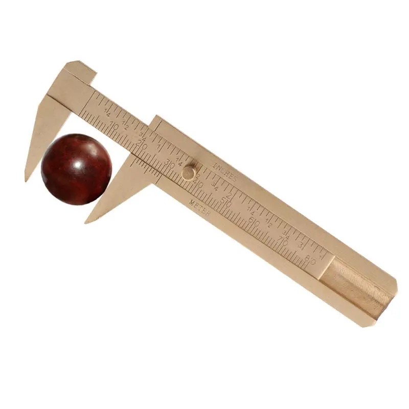 Mini Brass Sliding Gauge Vernier Bead Jewelry Caliper Double Scale 80mm