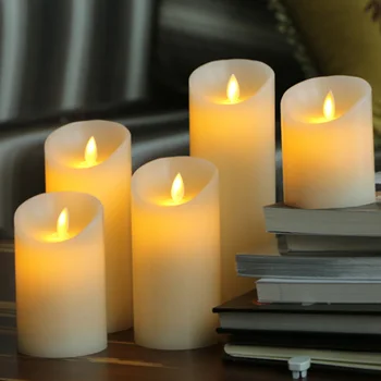 

6Pcs Romantic LED Flameless Swing Flickering Imitation Candle Light Decor for Home Hotels Bars Churches Christmas Gift -7.5x15cm