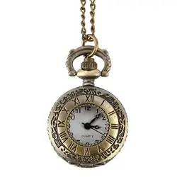 Модные Винтажные карманные часы из сплава в римском стиле с двойным дисплеем часы ожерелье часы на ремешке с цепочкой подарки на день
