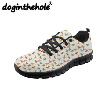 

doginthehole Women Sneakers Cartoon Birds Printing Women's Flat Running Shoes for Girls Lightweight Sport Gym Shoes Lace-up 2018