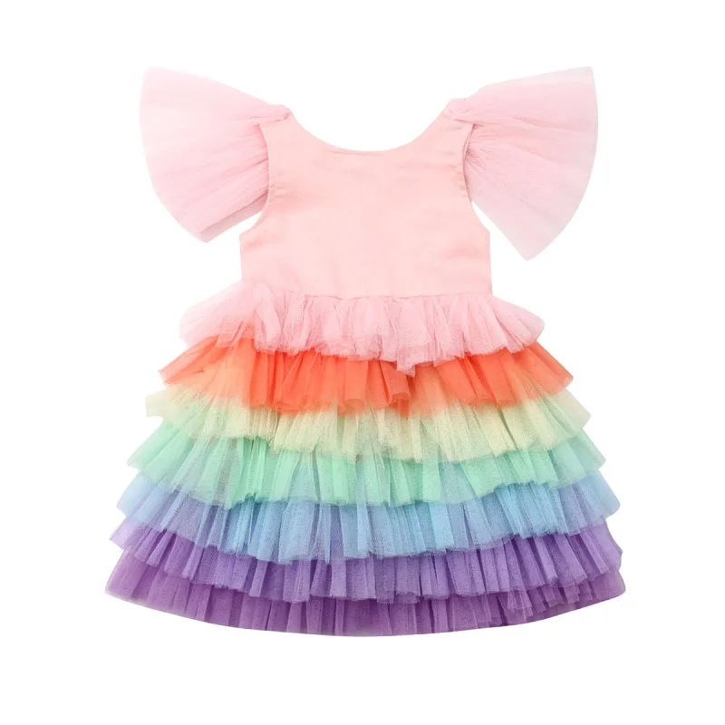 

Emmababy Kid Baby Girl Tulle Rainbow Party Pageant Princess Dresses Bridesmaid Gown Dress Costume
