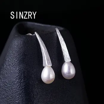 

Sinzry elegant 925 Sterling Silver natural pearl stud Earrings satin finish creative trendy OL earring fine jewelry