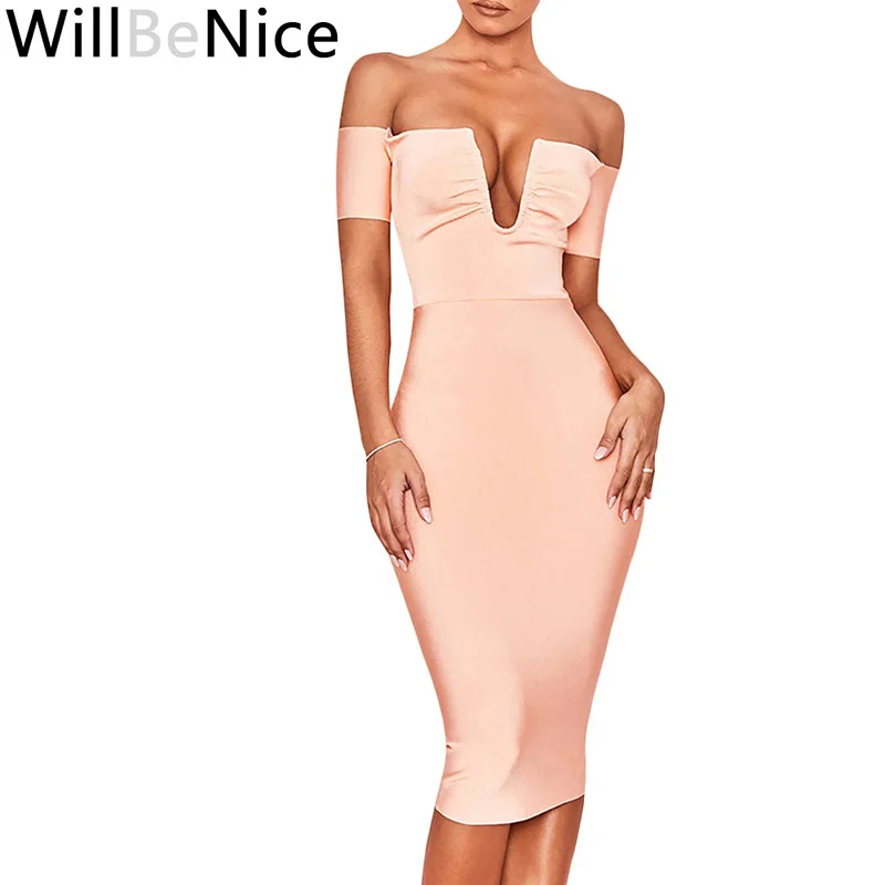 

2019 New Arrival Summer Strapless Celebrity Party Dress Sleeveless Off The Shoulder Bodycon Bandage Dress