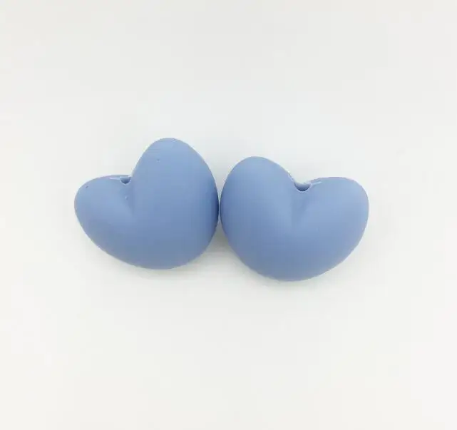 50 шт. Силиконовые Конфеты Цвет сердце шарик, силиконовые Свободные бисера бусины сердца для маленьких жевать, BPA бесплатно безопасно для ребенка жевал - Цвет: powder blue