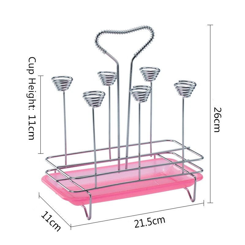 الدائمة حامل 6 أكواب الرف الحديد الهواء الجاف تجفيف رف الجدول حامل الكأس + صينية بلاستيكية المطبخ النبيذ رف كأس ل المطبخ تخزين